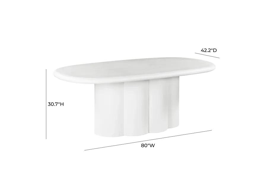 Elika White Faux Plaster Oval Dining Table