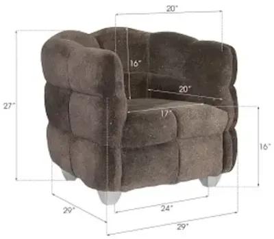 cloud club chair, distressed gray fabric, stainless steel legs