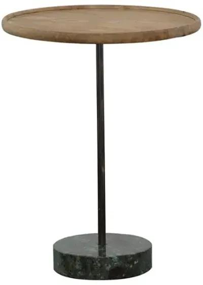 Ginevra Round Marble Base Accent Table Natural and Green