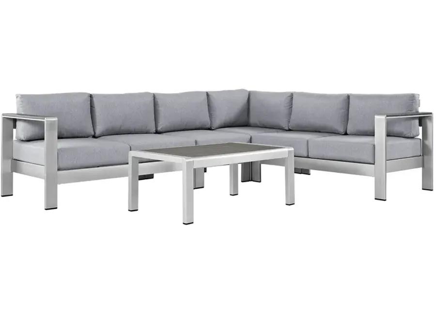 Shore 5 Piece Outdoor Patio Aluminum Sectional