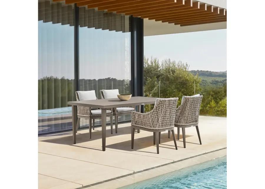 Silvana 5 Piece Gray Aluminum Outdoor Dining Set with Gray Fabric