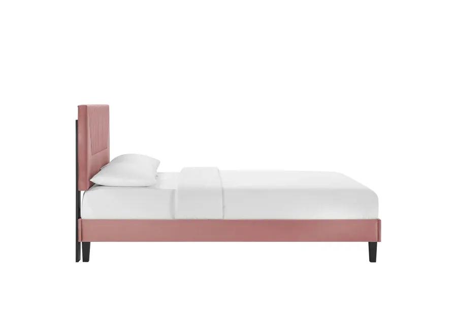 Yasmine Channel Tufted Performance Velvet Full Platform Bed