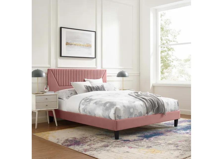 Yasmine Channel Tufted Performance Velvet Full Platform Bed