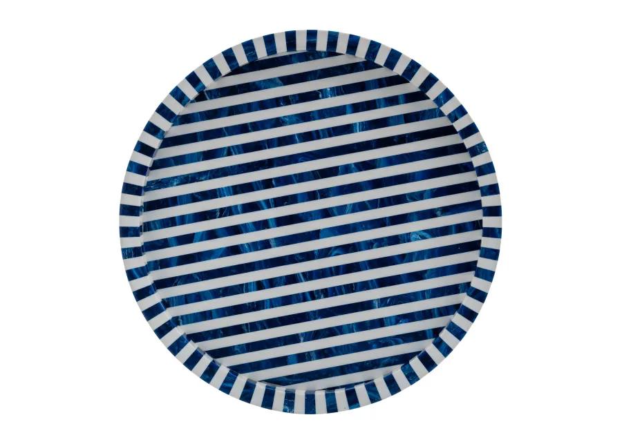 Resin, S/3 12/14/16" Round Trays Blue