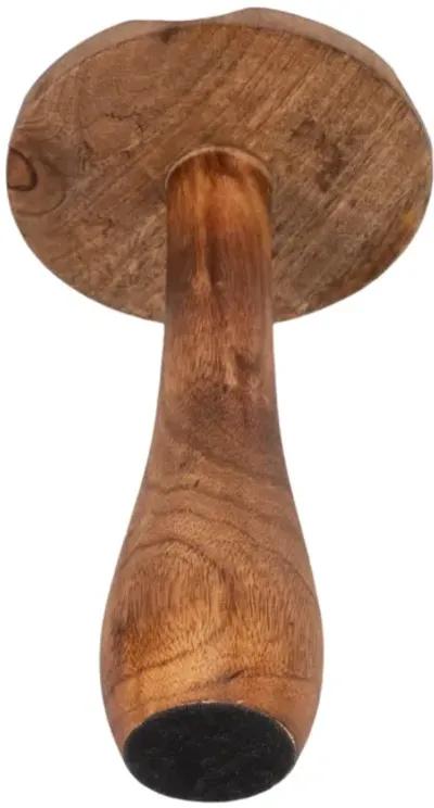 10" Wood Mushroom With White Dots, Brown