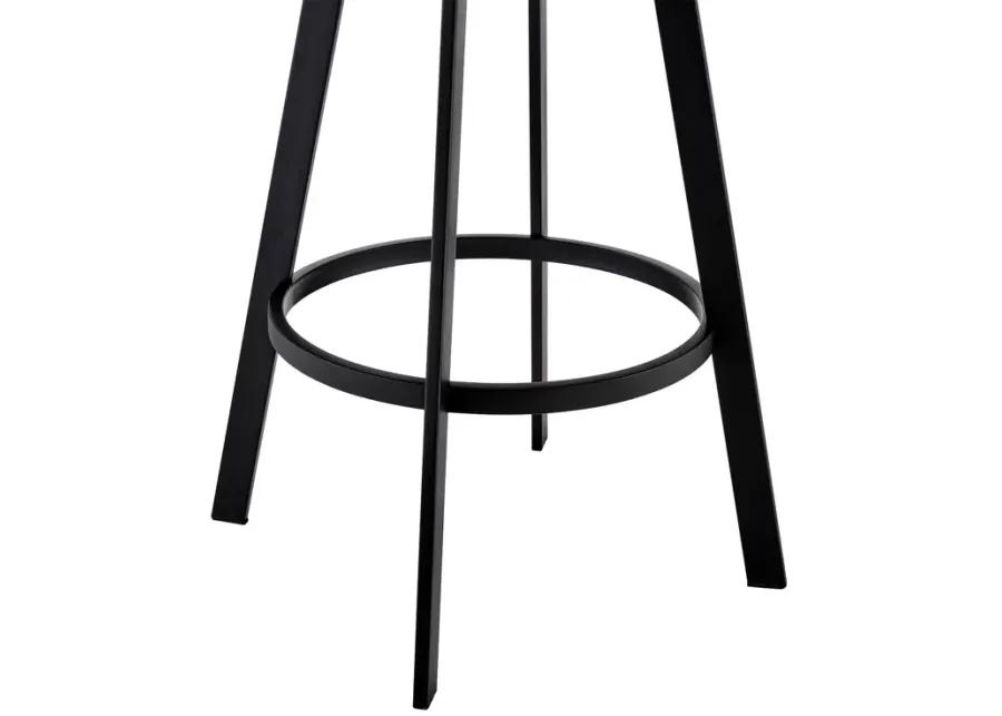 Jermaine 26" Counter Height Swivel Bar Stool in Matt Black Finish with Gray Faux Leather