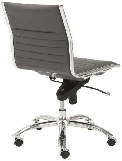 Dirk Low Back Office Chair w/o Armrests in Gray with Chromed Steel Base