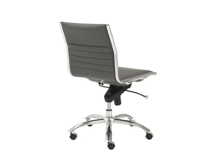 Dirk Low Back Office Chair w/o Armrests in Gray with Chromed Steel Base