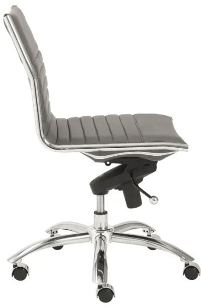 Dirk Low Back Office Chair w/o Armrests in Gray with Chromed Steel Base