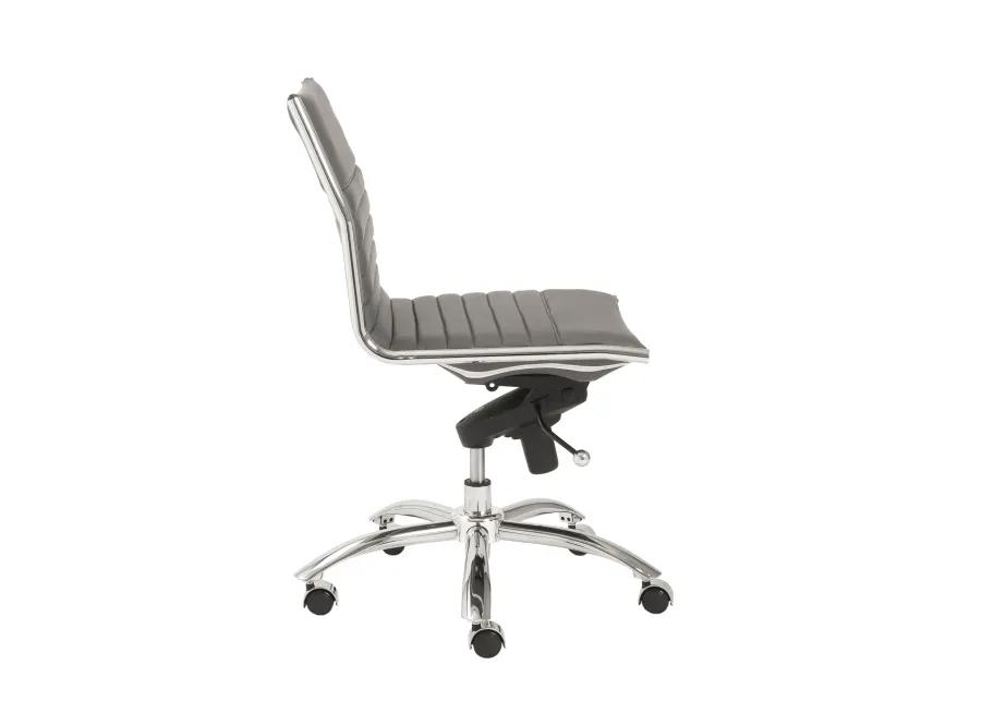 Dirk Low Back Office Chair w/o Armrests in Gray with Chromed Steel Base