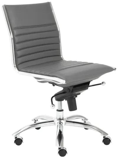 Dirk Low Back Office Chair w/o Armrests in Gray with Chromed Steel Base