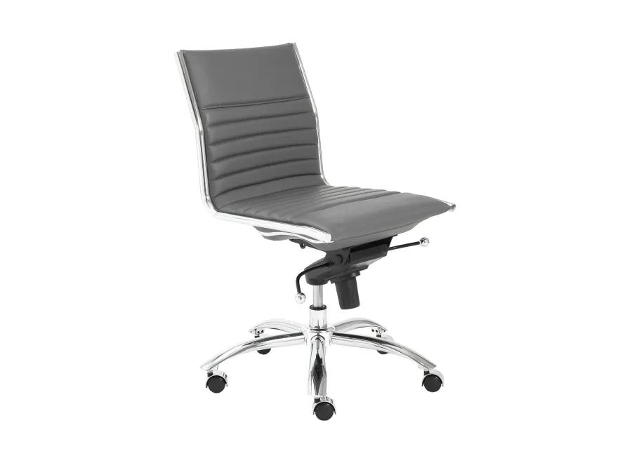 Dirk Low Back Office Chair w/o Armrests in Gray with Chromed Steel Base