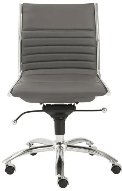 Dirk Low Back Office Chair w/o Armrests in Gray with Chromed Steel Base