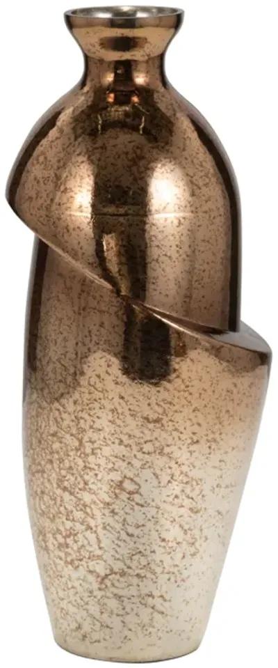 Glass, 16" Abstract Vase, Bronze