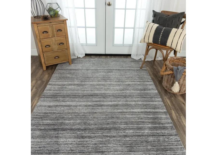 Seasand Gray Muted Stripe Recycled Polyester 5' x 7'6" Rectangle Rug