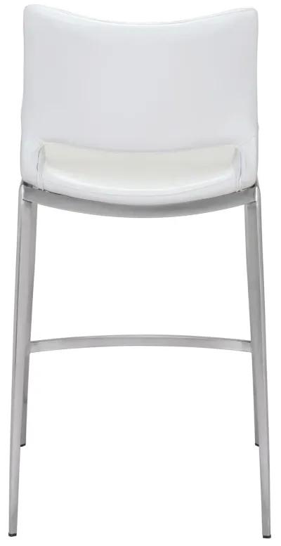 Ace Counter Stool (Set of 2) White & Silver