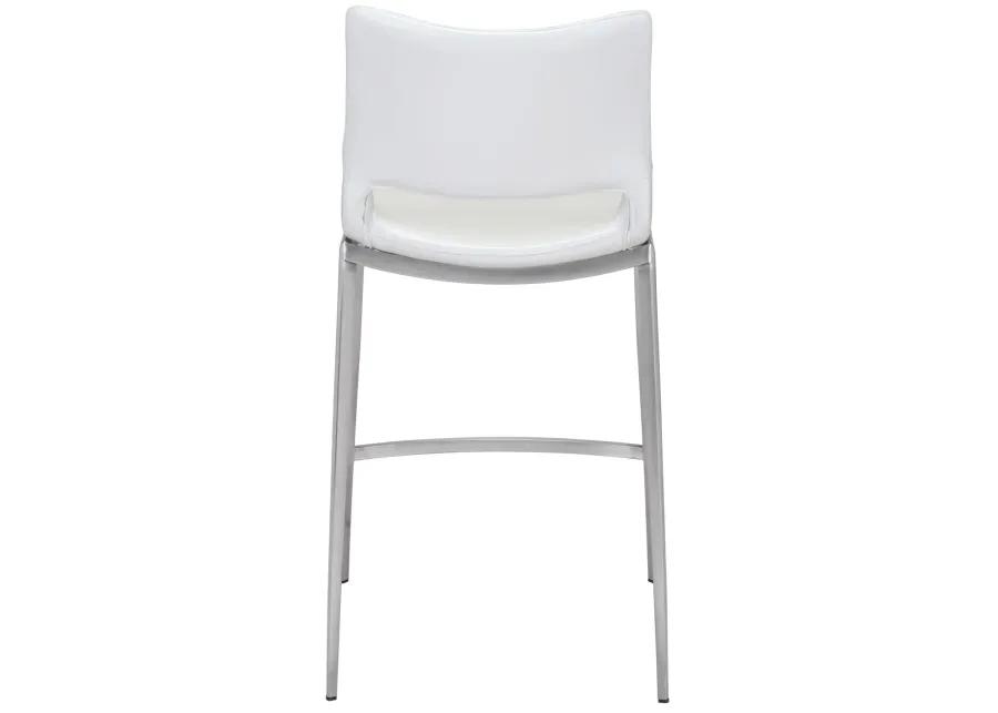 Ace Counter Stool (Set of 2) White & Silver