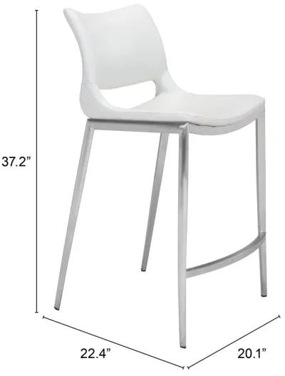 Ace Counter Stool (Set of 2) White & Silver