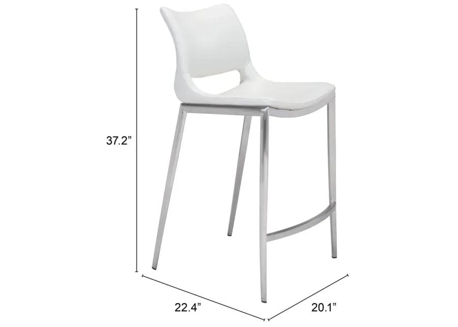 Ace Counter Stool (Set of 2) White & Silver