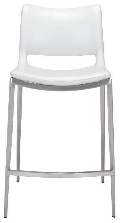 Ace Counter Stool (Set of 2) White & Silver