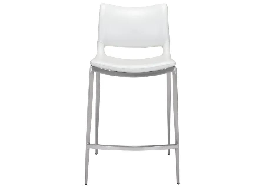 Ace Counter Stool (Set of 2) White & Silver