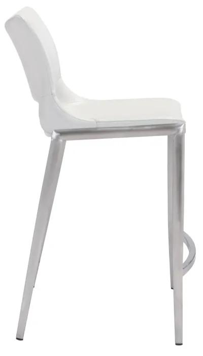 Ace Counter Stool (Set of 2) White & Silver