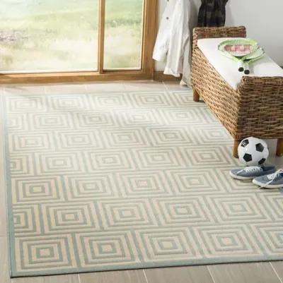 LINDEN 173 Collection LND173L-4 Cream / Aqua 4' X 6'