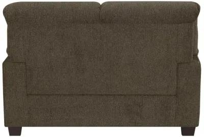 Clementine Upholstered Loveseat with Nailhead Trim Brown