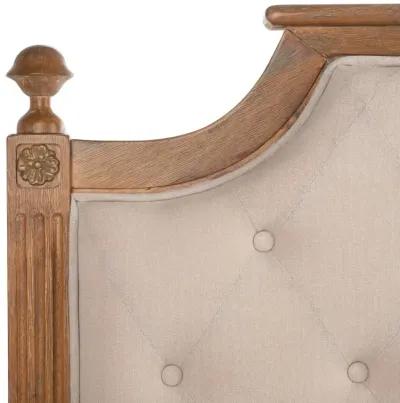 Rustic Wood Beige Tufted Linen Full Headboard