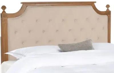 Rustic Wood Beige Tufted Linen Full Headboard