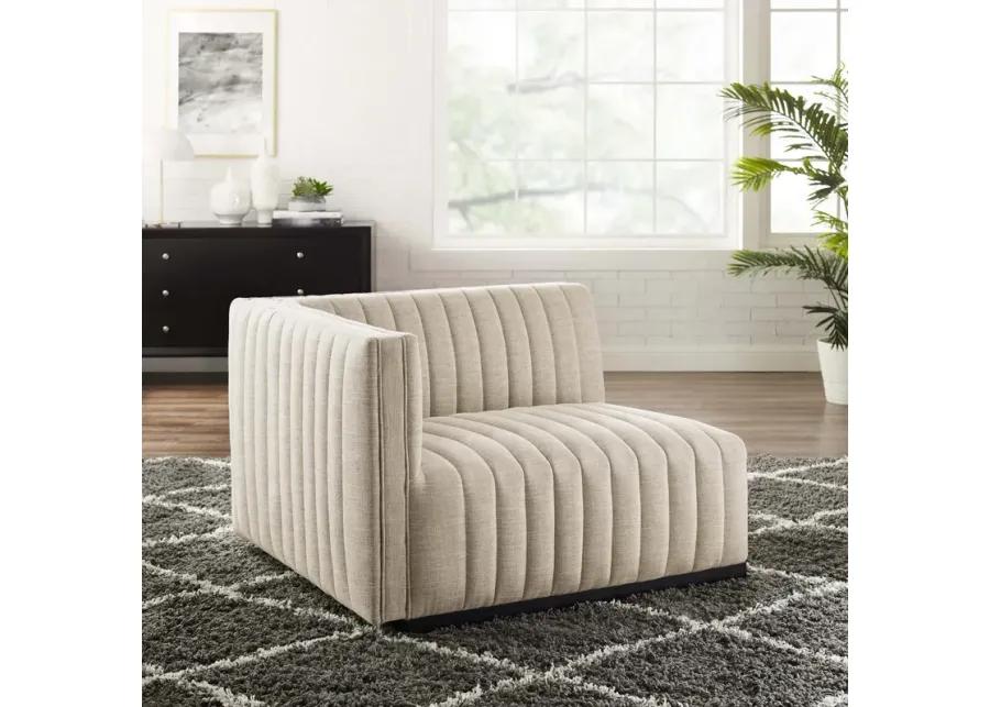 Conjure Channel Tufted Upholstered Fabric Left-Arm Chair