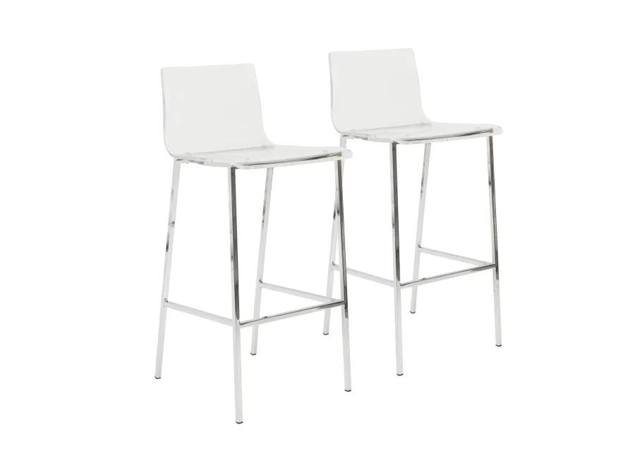 Chloe Bar Stool in Clear with Chrome Legs - Set of 2