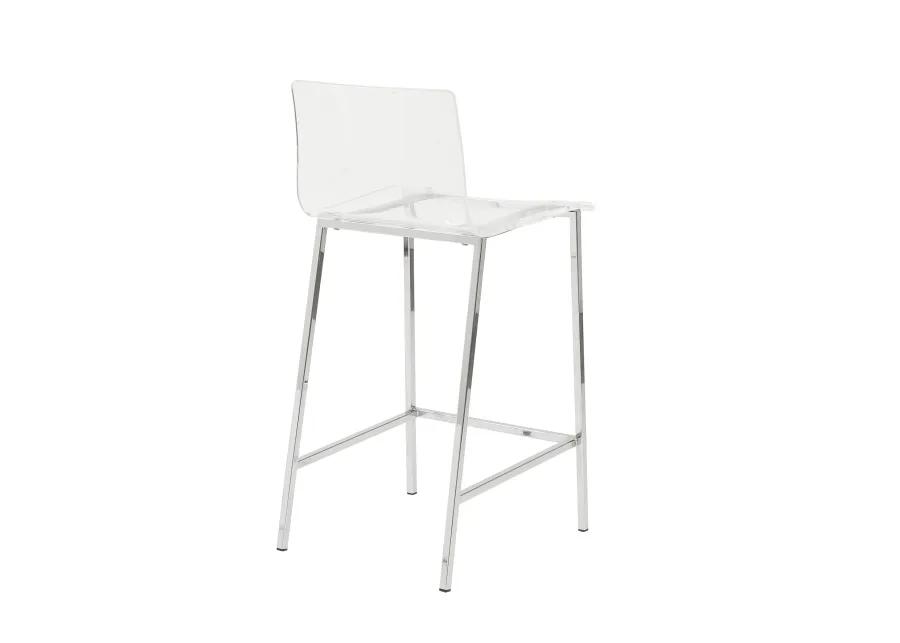 Chloe Bar Stool in Clear with Chrome Legs - Set of 2