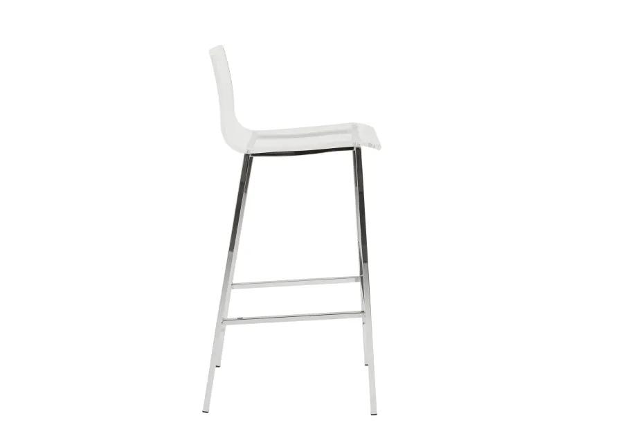 Chloe Bar Stool in Clear with Chrome Legs - Set of 2