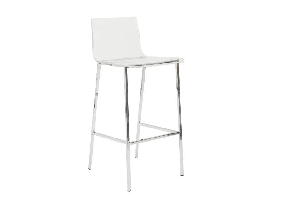 Chloe Bar Stool in Clear with Chrome Legs - Set of 2