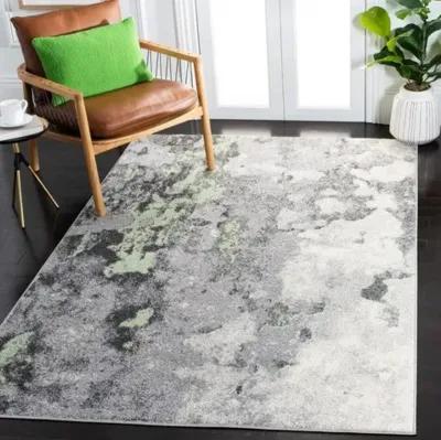 Adirondack Contemporary Green / Grey 2'-6" X 10' Powerloomed Rug