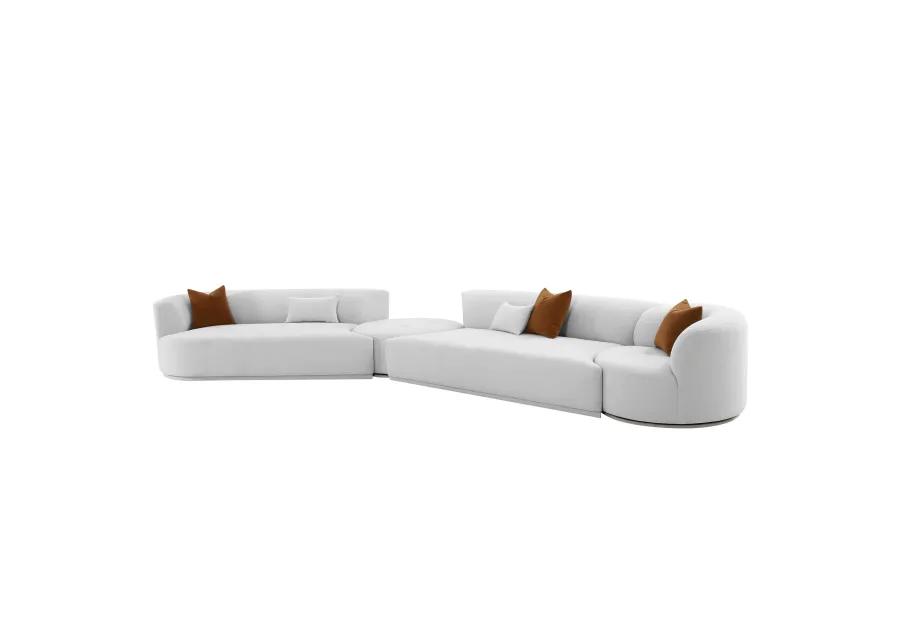 Fickle Grey Velvet 4-Piece Modular LAF Sectional