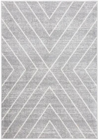 ADIRONDACK Contemporary Grey / Ivory 6' X 6' Square Powerloomed Rug