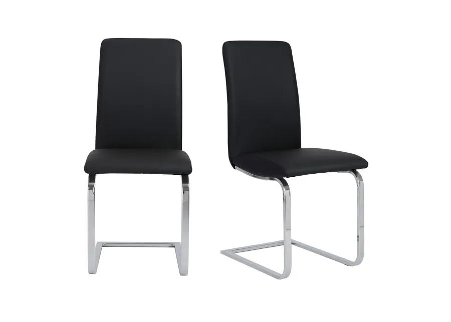 Cinzia Dining Chair in Black with Chrome Legs - Set of 2