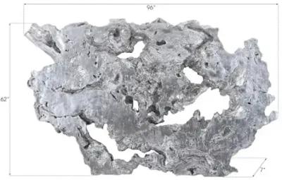 burled root wall art, large, silver leaf