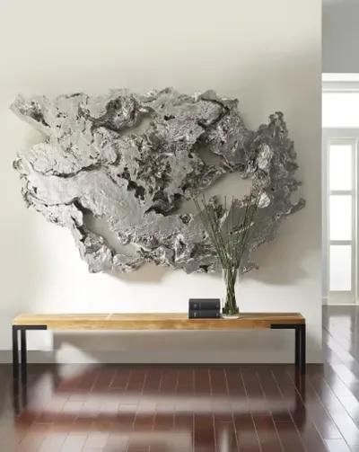 burled root wall art, large, silver leaf