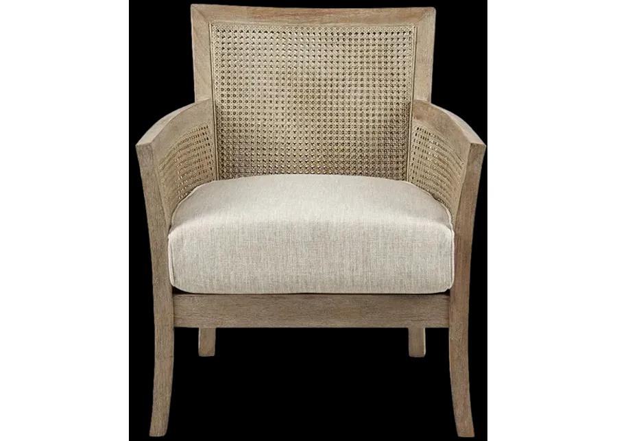 Madison Park Diedra Cream/Reclaimed Natural Cane Armchair