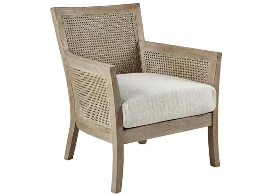 Madison Park Diedra Cream/Reclaimed Natural Cane Armchair