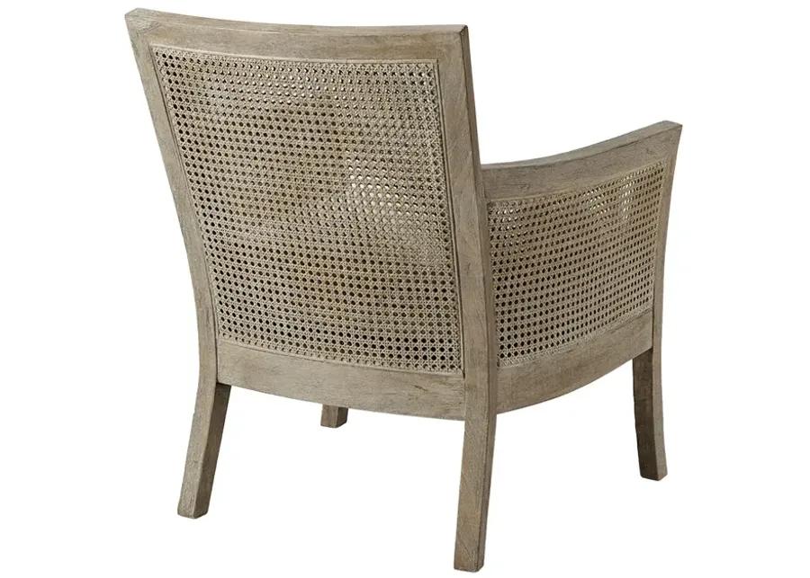 Madison Park Diedra Cream/Reclaimed Natural Cane Armchair