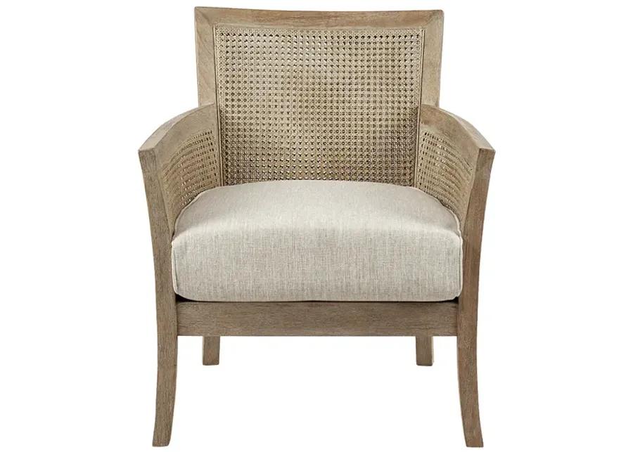 Madison Park Diedra Cream/Reclaimed Natural Cane Armchair