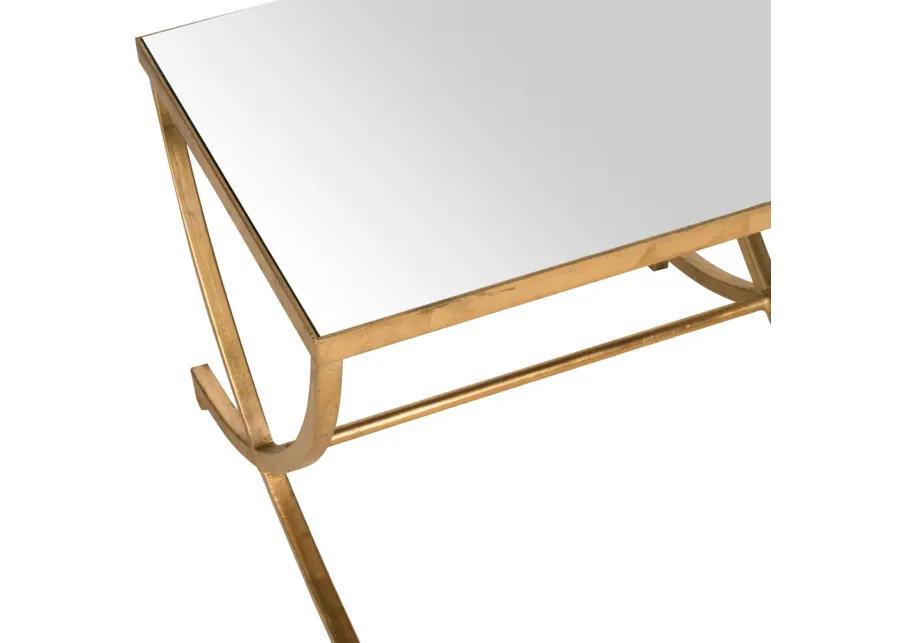 MAUREEN GLASS TOP GOLD LEAF ACCENT TABLE