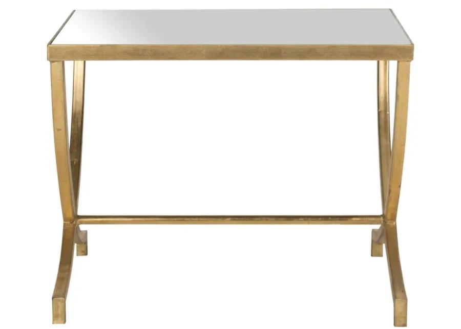 MAUREEN GLASS TOP GOLD LEAF ACCENT TABLE