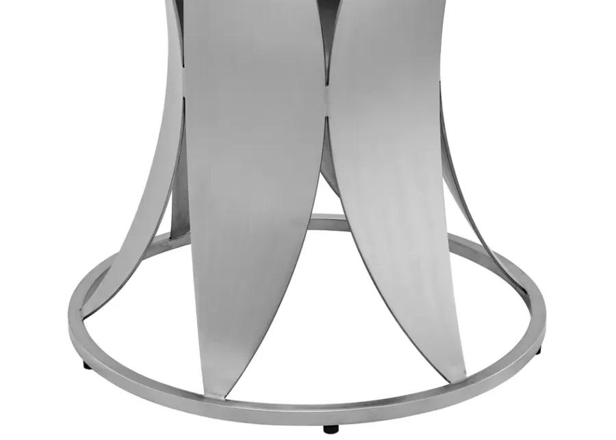 Petal Modern Glass and Stainless Steel Round Pedestal Dining Table