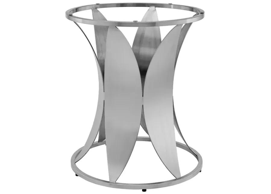 Petal Modern Glass and Stainless Steel Round Pedestal Dining Table