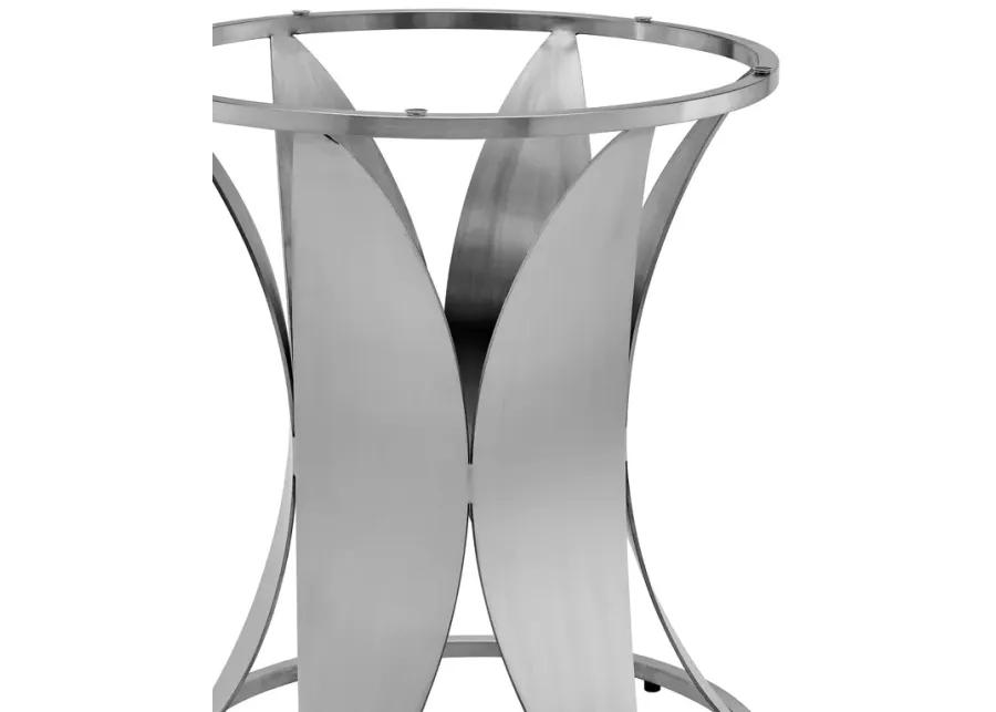 Petal Modern Glass and Stainless Steel Round Pedestal Dining Table